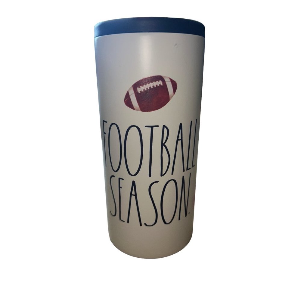 NEW Rae Dunn Slim Can Cooler FOOTBALL Insulated Stainless Steel 12oz‎
